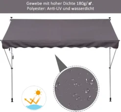 Outsunny Markise Gelenkarmmarkise Klemmmarkise 0°-90° Einstellbar 1,7-2,8 M Höhenverstellbar Sonnenschutz Faltarm Handkurbel Balkon Alu Grau 200 X 150 Cm -Deutschland Garten Zier Verkaufs-Shop 893ab70e3205ea06e73f047605c233f6
