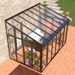 Juskys Wintergarten 12,5 M² - Mit Kristallklaren Wänden, Doppel-Schiebetüren & UV-Schutz – Wasserdicht & Winterfeste Überdachung Aus Aluminium - Grau -Deutschland Garten Zier Verkaufs-Shop 89a11a281182dc3d75a21ef38aadc029