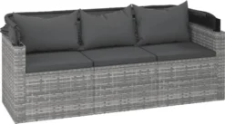 VidaXL 3-Sitzer-Gartensofa Mit Dach Und Fußhocker Grau Poly Rattan -Deutschland Garten Zier Verkaufs-Shop 89a1ae1aa42f1c8b50068ce61956fb58