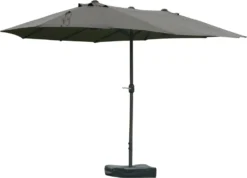 Outsunny Sonnenschirm Gartenschirm Marktschirm Doppelsonnenschirm Terrassenschirm Mit Schirmständer Handkurbel Dunkelgrau Oval 460 X 270 X 240 Cm