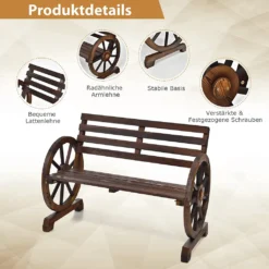 COSTWAY 2 Sitzer Gartenbank, Sitzbank Holz, Holzbank Retro-Design, Ideal Für Hinterhof, Straße, Garten -Deutschland Garten Zier Verkaufs-Shop 89b3d8343fb53d96db554a537c5756ac