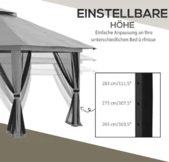 Outsunny Faltpavillon 4 X 4 M, Gartenpavillon Mit 4 Netzwänden, Pop-Up-Zelt Mit UV-Schutz, Partyzelt Mit Doppeldach, Tragetasche, Für Balkon, Campingplatz, Dunkelgrau -Deutschland Garten Zier Verkaufs-Shop 8a06dfe6372337a4223275a18c3ee845