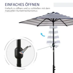 Outsunny Sonnenschirm Gartenschirm Terrassenschirm Gestell Stahl Im Freien Blauer Streifen Ø227 X 225 Cm -Deutschland Garten Zier Verkaufs-Shop 8a664ce4031700b4c24a5081869ecb9d