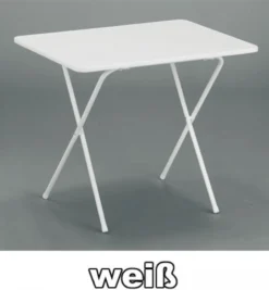 MFG Campingtisch Klappbar Eckig 60 X 80 Cm Weiß Kunststoff
