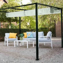 Pavillon Sky, 300x400cm, Gestell Aus Aluminium/Stahl, Pulverbschichtet In Anthrazit, Dach Aus Polyester 200g In Grau, Zerlegt Im Karton Verpackt -Deutschland Garten Zier Verkaufs-Shop 8ab3c482875e97b69132c8937b302674