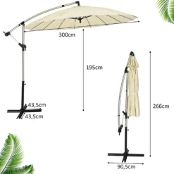COSTWAY Ø300cm Sonnenschirm Ampelschirm Mit 16 Rippen & Kurbel Gartenschirm Inkl. Schirmständer Terrassenschirm Für Garten, Pool Oder Veranda -Deutschland Garten Zier Verkaufs-Shop 8afab140c788db29bc1c7a8e68e7a0ee