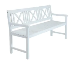 Garden Pleasure Gartenbank Bank MALMÖ 3-Sitzer B 154 X T 59 X H 89 Cm, Bank Aus Weiß Lackiertem Eukalyptus-Holz -Deutschland Garten Zier Verkaufs-Shop 8b1775b7255a12fa176e7957805f5d33