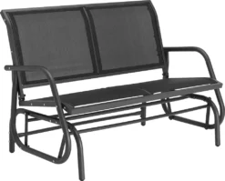 Tectake Schaukelbank Greta 2-Sitzer 121x72x86,5cm - Schwarz