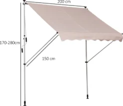 Outsunny Markise Gelenkarmmarkise Klemmmarkise Höhenverstellbar Sonnenschutz Faltarm Handkurbel Balkon Alu Beige 200 X 150 Cm -Deutschland Garten Zier Verkaufs-Shop 8c37023d31406f58b610f10e5860858b