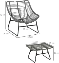 Outsunny Rattan Relaxsessel Mit Fußhocker Gartensessel Outdoor Rattanstuhl Mit Kissen Stahl Polyester Grau 69 X 76 X 70 Cm -Deutschland Garten Zier Verkaufs-Shop 8c77bfa449bd748cf9a122f90eb609e6