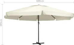 VidaXL Sonnenschirm Mit Aluminium-Mast 600 Cm Sandweiß -Deutschland Garten Zier Verkaufs-Shop 8c7ec6ce242ca640caa45bc02bfc2e91