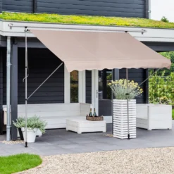 Outsunny Markise Klemmmarkise Sonnenschutz Faltarm Handkurbel Balkon Alu Beige 300 X 150cm -Deutschland Garten Zier Verkaufs-Shop 8dc6896d5097cc7a9052cb991d0ad2c7