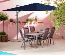 Dehner Ampelschirm Zypern, Eckig, Mit UV-Schutz 80+, 264 X 300 X 300 Cm, Aluminium/Polyester/Stahl, Dunkelblau -Deutschland Garten Zier Verkaufs-Shop 8e2f2fbb92dd18705887a2a6ed5520fa