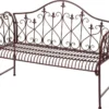 Gartenbank HWC-H78, Parkbank Sitzbank, 2-Sitzer Metall Mit Verzierungen Rost-Optik Braun 150cm Ohne Sitzkissen