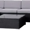 SVITA Poly Rattan Lounge Schwarz Lugano Gartenset Gartenmöbel