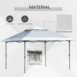 Outsunny Faltpavillon Pop-Up-Zelt Gartenpavillon Rollentasche Oxford-Gewebe 3,6 X 3,6m Hellgrau+Weiß -Deutschland Garten Zier Verkaufs-Shop 8fba04b6cb0d85814f260a01e3950889