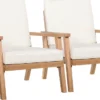 Outsunny 2er-Set Gartenstühle Mit Kissen Gartensessel Set Gartenstuhl Aus Pappelholz Gartenmöbel Holzstuhl Balkonstuhl Terrassenstuhl Braun+Beige 66 X 77,5 X 74,5 Cm