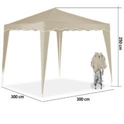 Faltpavillon 3x3 M + 4 Seitenwände Mit Seitenfenster, Farbe:creme -Deutschland Garten Zier Verkaufs-Shop 906b6f0af7cbe33960bf17d9d13bfcc2