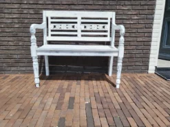 Teakbank-Landhaus-Bank-Parkbank-Gartenbank-Blumen-Bank-Balkon-Bank 2 Sitzer Shabby Chic White Washed Antik Weiss -Deutschland Garten Zier Verkaufs-Shop 90fa517f04ed6ea568d93fe010bacac6