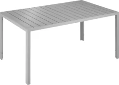 Tectake Aluminium Gartentisch Bianca Höhenverstellbare Füße 150x90x74,5cm - Silber/grau
