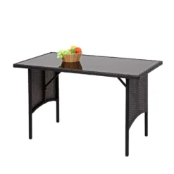 Poly-Rattan Esstisch HWC-G16, Esszimmertisch Gartentisch Tisch, Gastronomie 112x60cm Schwarz