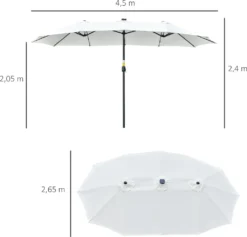 Outsunny Sonnenschirm Mit LED Solar 4,5m Doppelsonnenschirm Gartenschirm Marktschirm Terrassenschirm Oval Schwarz+Cremeweiß -Deutschland Garten Zier Verkaufs-Shop 91c9fe9059855b8cdc438ca983cb1469