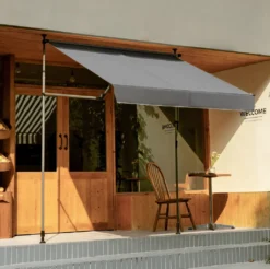 Grandekor Klemmmarkise Markise Balkon Ohne Bohren Faltbar, 200cm X (125+25cm) Anthrazit, Mit Verlängerten Seitenstangen, UV-beständig Balkonmarkise Höhenverstellbar, Wasserdicht -Deutschland Garten Zier Verkaufs-Shop 922d7c06deffa9dbc65396c99d58afd5