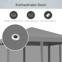 Outsunny Faltpavillon Pavillon Faltzelt Mit Seitenwänden Inkl. Tragetasche Metall+Oxford Hellgrau+Schwarz 3x3m -Deutschland Garten Zier Verkaufs-Shop 92fad6355321d51838dce2281984e32c