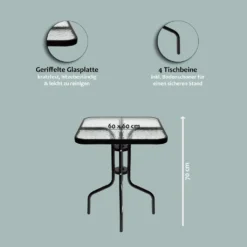 Wohaga Bistrotisch 60x60cm Mit Geriffelter Glasplatte - Schwarz -Deutschland Garten Zier Verkaufs-Shop 93093e4646351e5110cd96a0c7c117b2