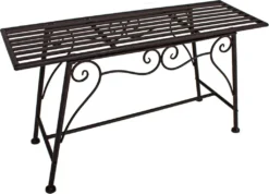 2-Sitzer Metall Gartenbank Ohne Rückenlehne Rost-Optik Metallbank Eisenbank Parkbank Möbel NEU