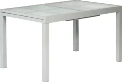Merxx Gartentisch Ausziehbar 160/220 X 90 Cm - Aluminiumgestell Silber Mit Matter Glasplatte