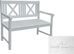 Garden Pleasure Gartenbank Bank MALMÖ 2-Sitzer B 120 X T 59 X H 89 Cm, Bank Aus Weiß Lackiertem Eukalyptus-Holz