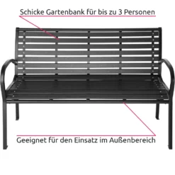 Tectake Gartenbank Pino 3-Sitzer 126x62x81,5cm - Schwarz -Deutschland Garten Zier Verkaufs-Shop 93f42ee7ce7ab37bfdd0eef0defae43d