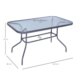 Outsunny Gartentisch Bistrotisch Balkontisch Garten Beistelltisch Bistrotisch Gartenmöbel Mit Glasplatte Schirmloch Hartglas + Metall Carbongrau 140 X 80 X 70 Cm -Deutschland Garten Zier Verkaufs-Shop 9450651833e66a75cf9dbed0354f561b