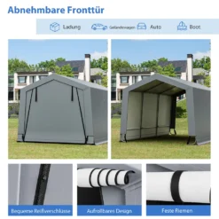 COSTWAY Garagenzelt Carport, Maße: 490 X 290 X 245 Cm, Zeltgarage Mit Türen, Weidezelt Lagerzelt Garage Unterstand, Autounterstand Für SUV, Boot, Fracht, Outdoor-Events -Deutschland Garten Zier Verkaufs-Shop 94e7c39cf942a96f396ee1337e6c4dd6