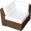 4tlg. (1er) Gartenmöbel Polyrattan Lounge Ecksessel - Braun-mix