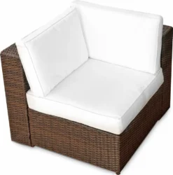4tlg. (1er) Gartenmöbel Polyrattan Lounge Ecksessel - Braun-mix