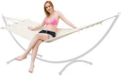 Outdoor Stabhängematte 190x80cm Garten Hängematte Mit Stange Bis 100kg Beige -Deutschland Garten Zier Verkaufs-Shop 958bd67c5edc5eb948e2acc7e9c5cbf2