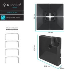 KESSER® Sonnenschirmständer 4-teilig Schirmgewicht Schirmständer Für Ampelschirm Bodenkreuz 90 Liter / 120 Kg Befüllbar Mit Wasser Oder Sand Inkl. Metallverbinder Ampelschirmständer Kunststoff, Farbe:Schwarz -Deutschland Garten Zier Verkaufs-Shop 9598f5fb319c39e21cc5b2bfb757b891