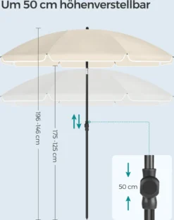 SONGMICS Sonnenschirm 160 Cm, Sonnenschutz UPF 50+, Beidseitig Um 30° Knickbar, Höhenverstellbar, Mit Tragetasche, Ohne Ständer, Beige GPU60WTV1 -Deutschland Garten Zier Verkaufs-Shop 962e7deb5228559ddfbc99bfc5229c45