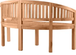 Möbilia Gartenbank 150 Cm | Bananenbank 3-Sitzer Aus Teak Holz | B 150 X T 61 X H 87 Cm | Natur | 11020015 | Serie GARTEN -Deutschland Garten Zier Verkaufs-Shop 96413bec620f267d370c4eb4d68ce97c