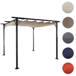 Pergola MCW-C42, Garten Pavillon, Stabiles 6cm-Gestell + Schiebedach Creme 3x3m -Deutschland Garten Zier Verkaufs-Shop 96861f4cdac7d402092da536b221c94e