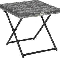 Outsunny Polyrattan Beistelltisch Gartentisch Klappbar Couchtisch Gartenmöbel Falttisch Metall Grau 40 X 40 X 40 Cm