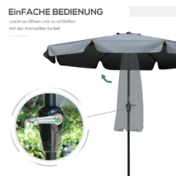 Outsunny Sonnenschirm Terrassenschirm Marktschirm Ø2,66 M UV-Schutz 50+ Gartenschirm 8 Rippen Verstellbar Dunkelgrau -Deutschland Garten Zier Verkaufs-Shop 971f97a7469e475f41ab59c750351d7b