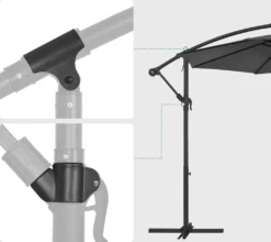 SONGMICS Sonnenschirm, Ø 300 Cm, Mit Ständer, Sonnenschutz UV-Schutz UPF 50+, Mit Kurbel Zum Öffnen Und Schließen, Grau GPU116G01 -Deutschland Garten Zier Verkaufs-Shop 972f78de73f502943fb2284171830042