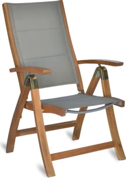 Merxx Klappsessel "Acapulco" - Akazie Mit Textilbespannung Grau