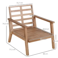 Outsunny 2er-Set Gartenstühle Mit Kissen Gartensessel Set Gartenstuhl Aus Pappelholz Gartenmöbel Holzstuhl Balkonstuhl Terrassenstuhl Braun+Beige 66 X 77,5 X 74,5 Cm -Deutschland Garten Zier Verkaufs-Shop 994091aaf191a3f4b4099f5526f94742