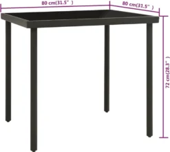 VidaXL Garten-Esstisch Anthrazit 80x80x72 Cm Glas Und Stahl -Deutschland Garten Zier Verkaufs-Shop 996503a1fc3e84b8b7606df33d9f762a