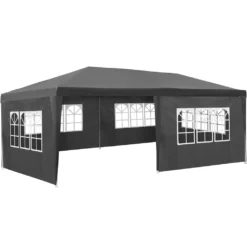 Tectake Garten Pavillon 6x3m Mit 5 Seitenteilen - Grau