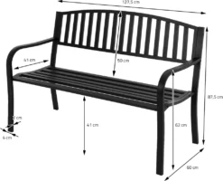 ProGarden Gartenbank Metall 127x50x85 Cm Schwarz -Deutschland Garten Zier Verkaufs-Shop 9b081a9c4d969eca3a41afed5627481d